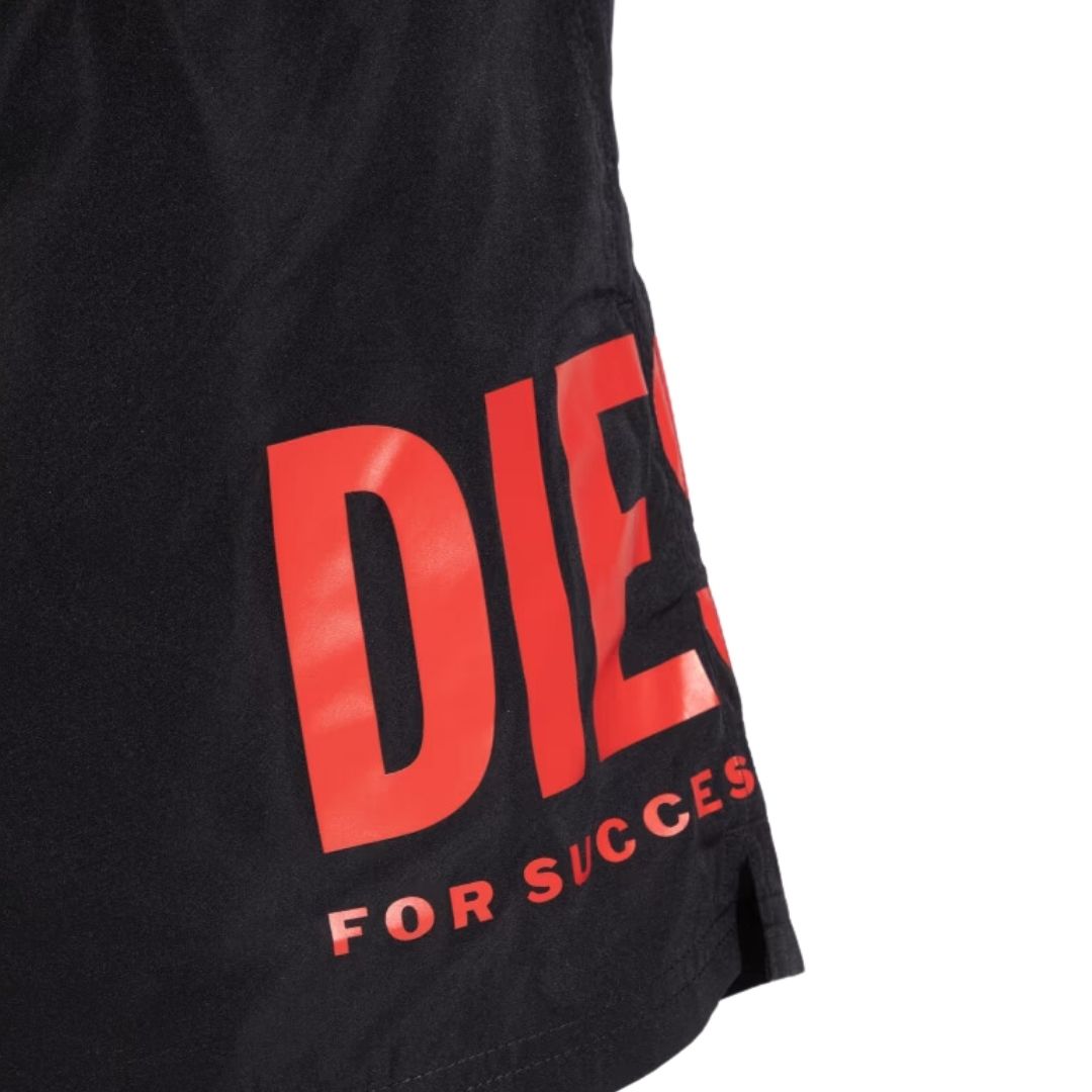 Badeshorts mit Logoprint und Kordelzug