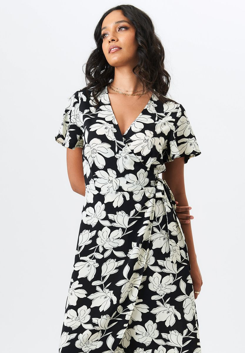 Florales Wickel-Midikleid