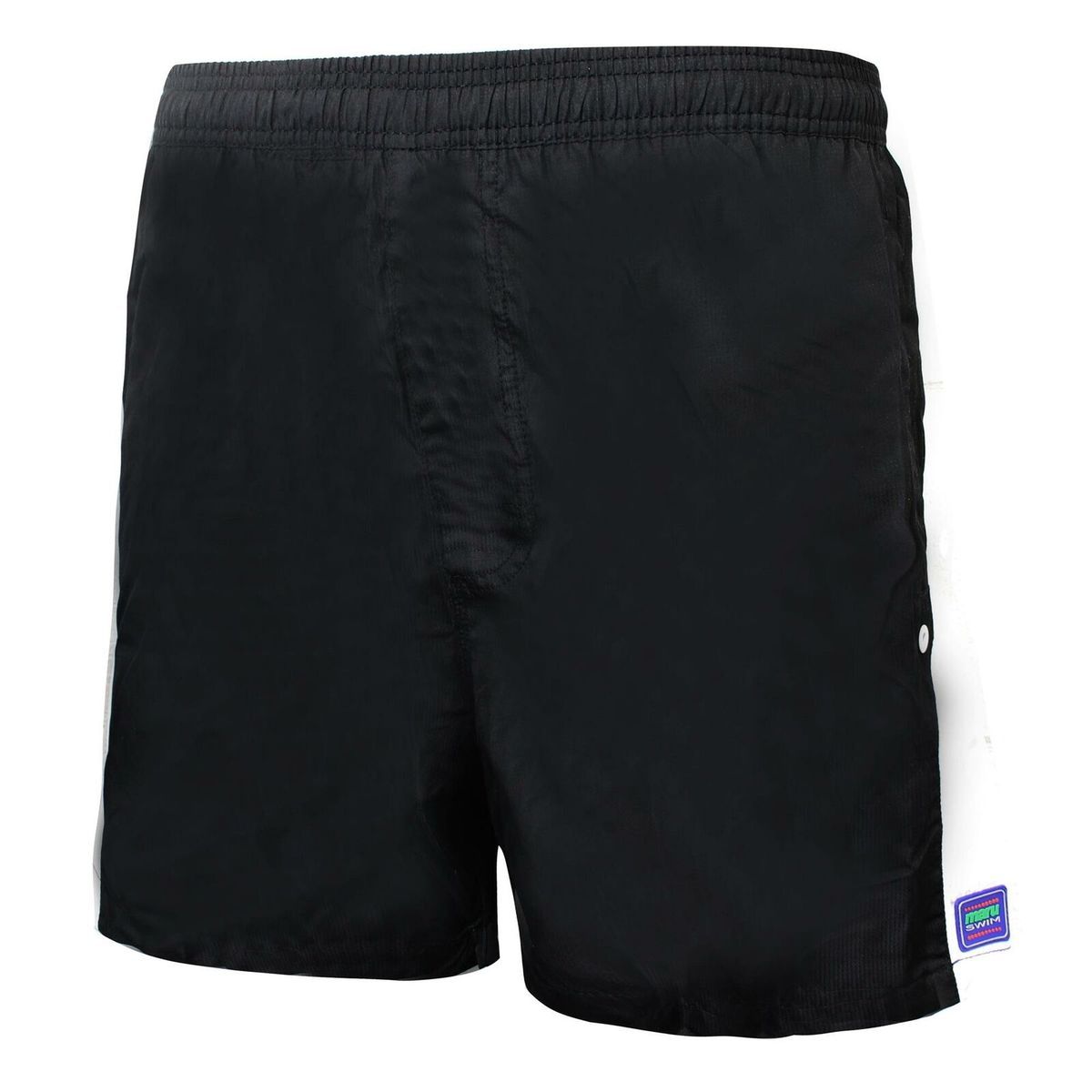 Herren Badeshorts Schwarz mit Weißem Detail