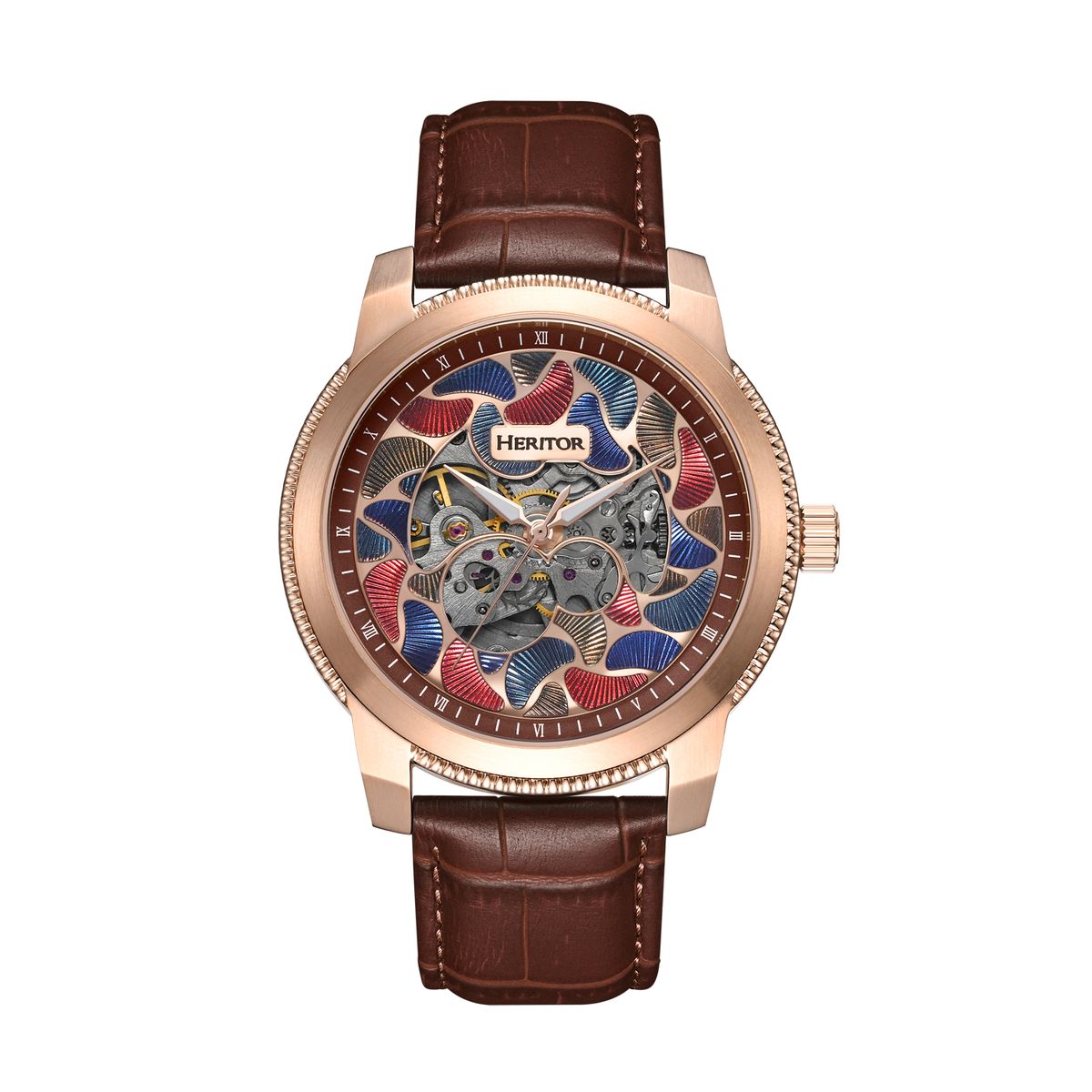 Automatikuhr Halbskelett Lederarmband