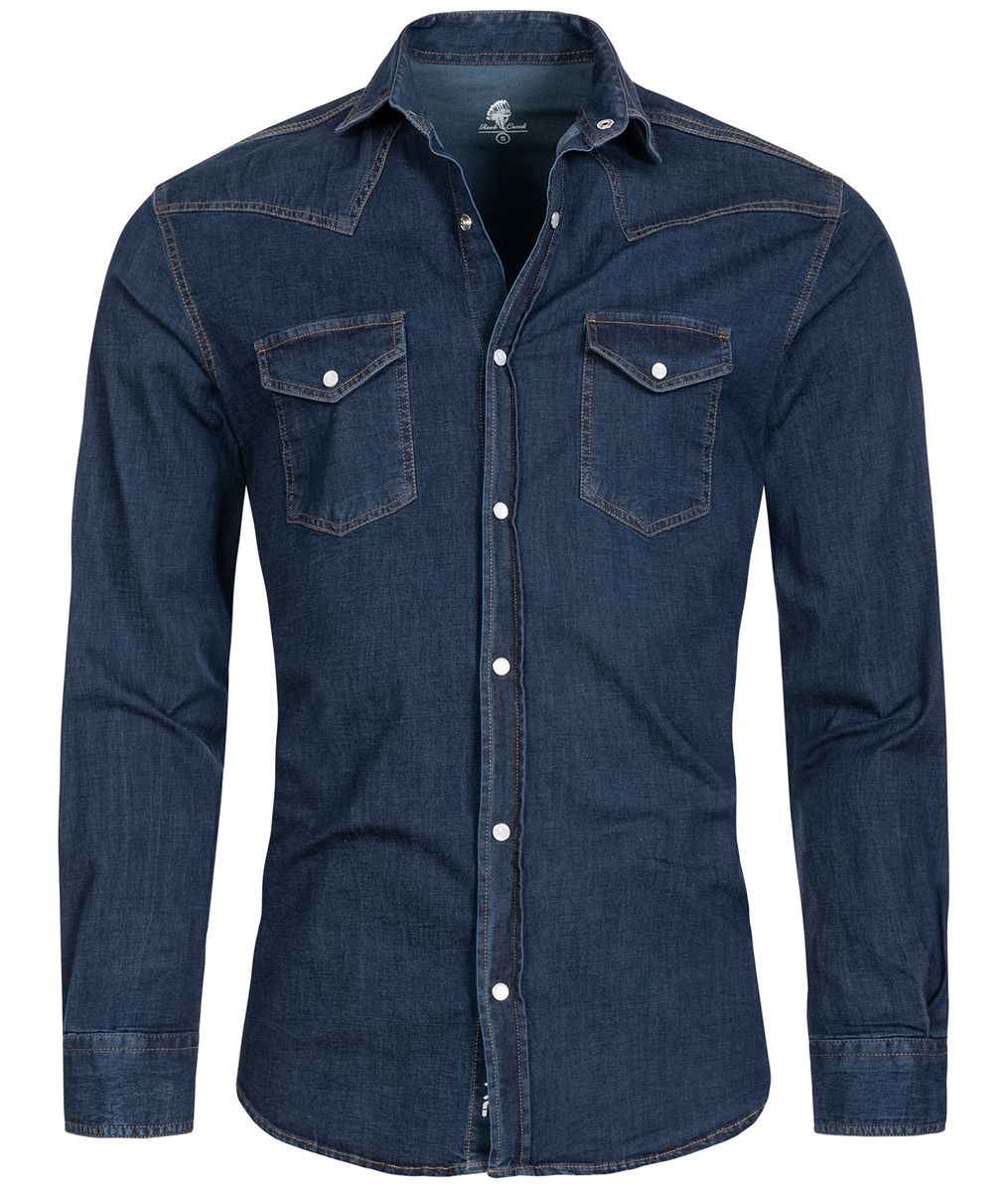 Dunkelblaues Denim Westernhemd