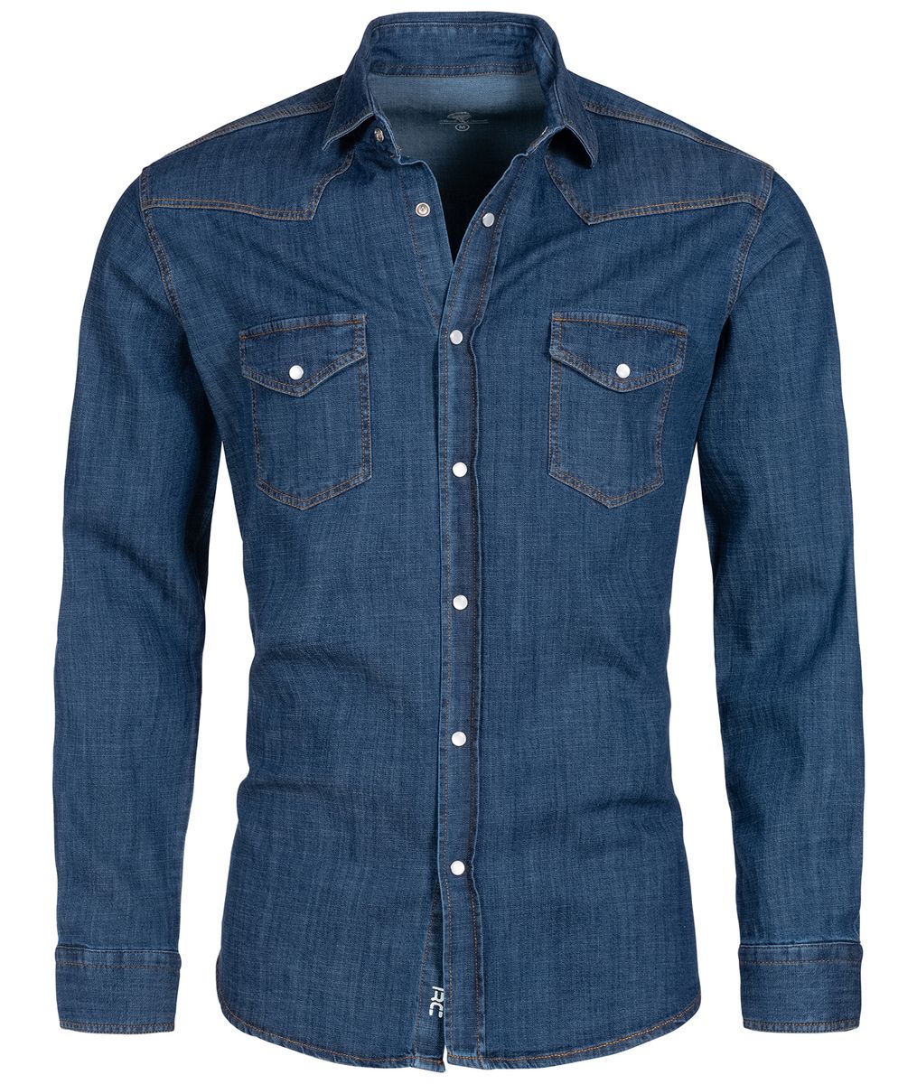 Dunkelblaues Denim Westernhemd