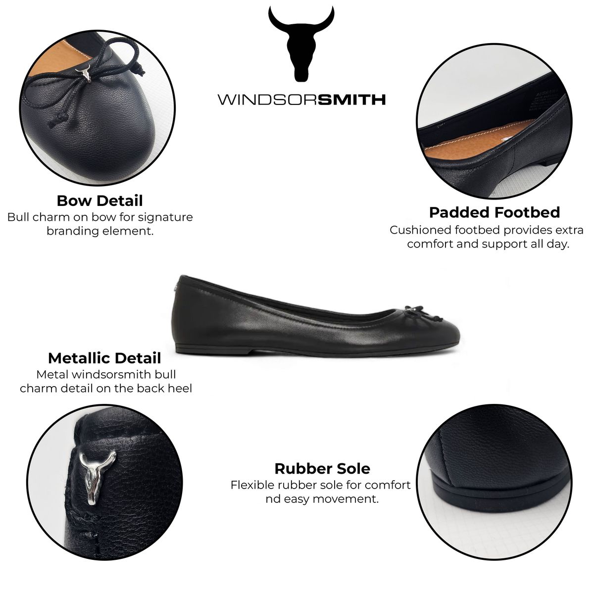 Elegante Lederballerinas mit Schleife