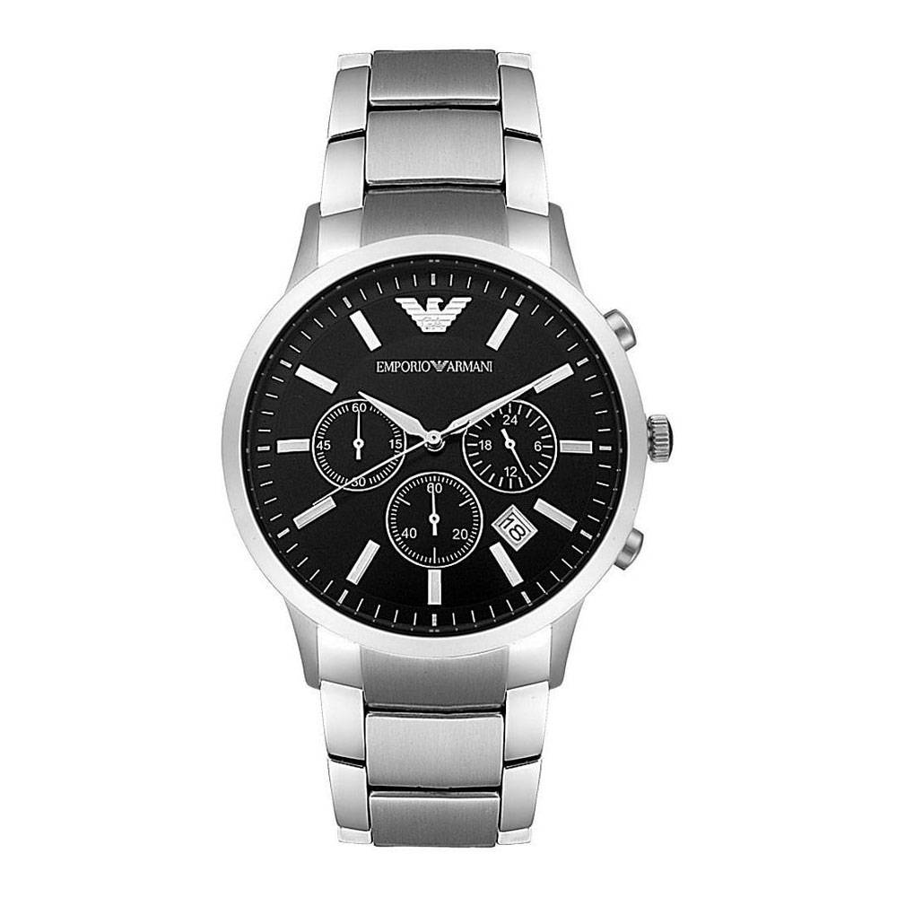 Silberfarbene Edelstahl Chronograph Uhr