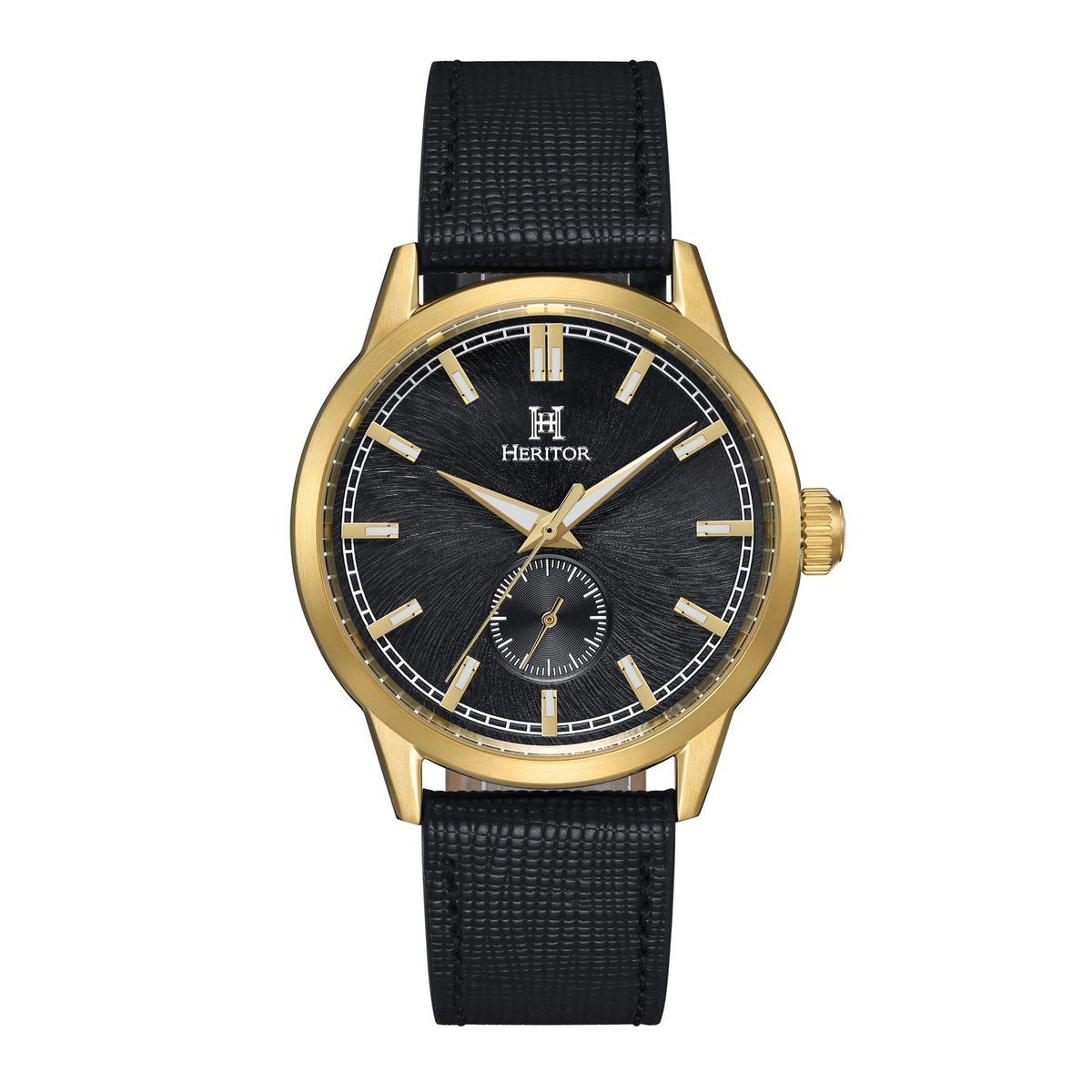 Elegante Uhr mit Goldton und schwarzem Zifferblatt