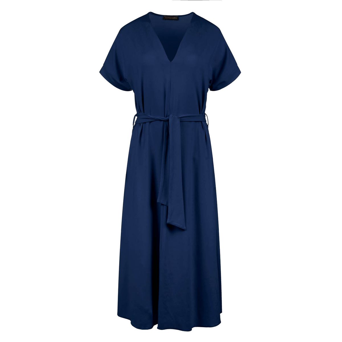Gürtel Jersey Midikleid mit V-Ausschnitt