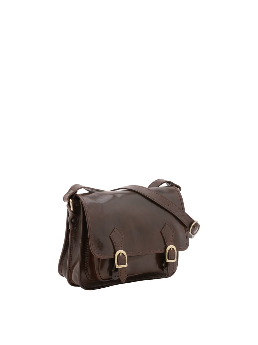 Klassische Satchel-Schultertasche aus Leder