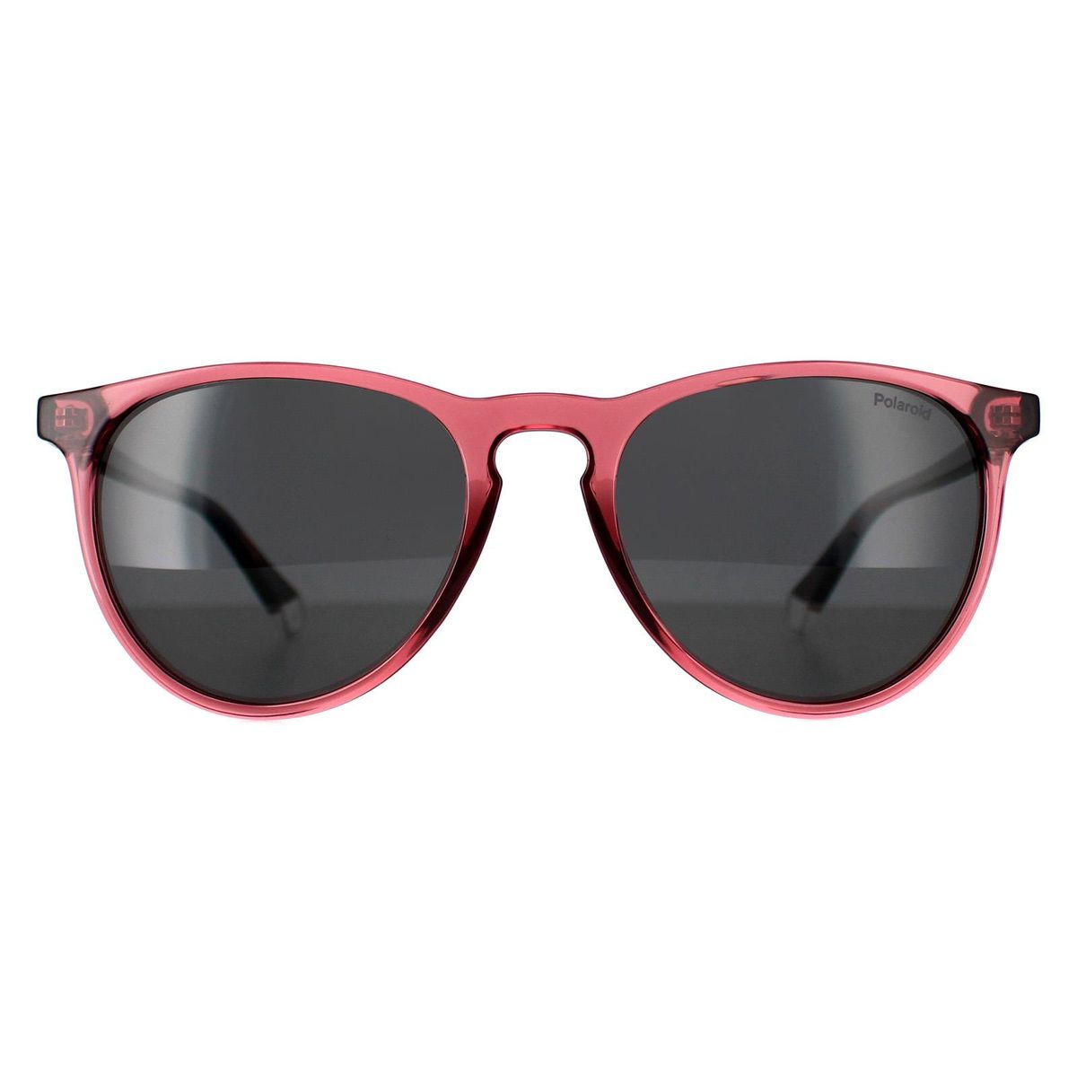 Runde Sonnenbrille mit rosafarbenem Rahmen