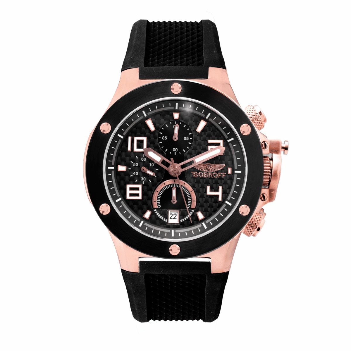 Chronographenuhr mit schwarzem Silikonarmband