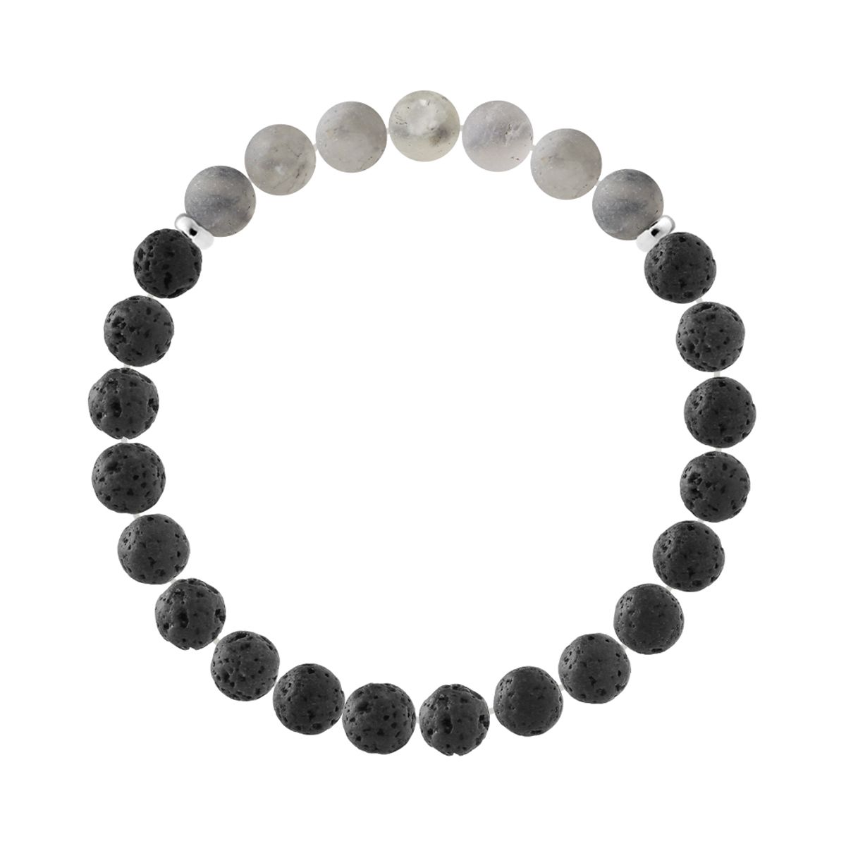 Armband aus Lavastein und Quarzperlen