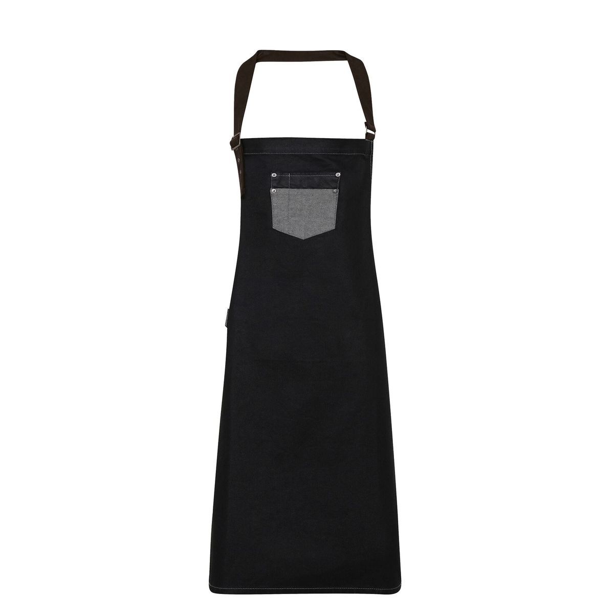 Premier Unisex Erwachsene Division gewachstes Aussehen Kunstleder Denim Lätzchen Schürze (Black Denim)