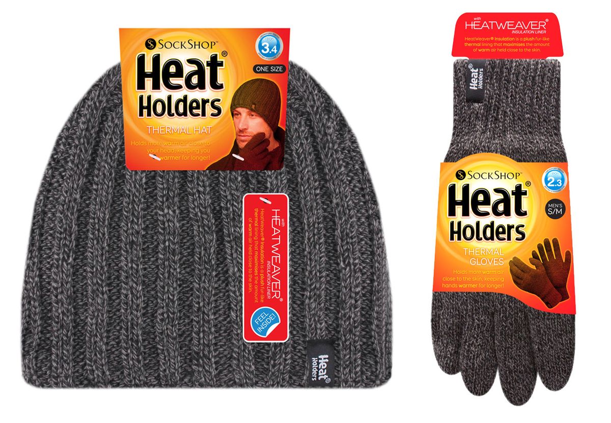 Gerippte Beanie und Thermo-Handschuhe Set