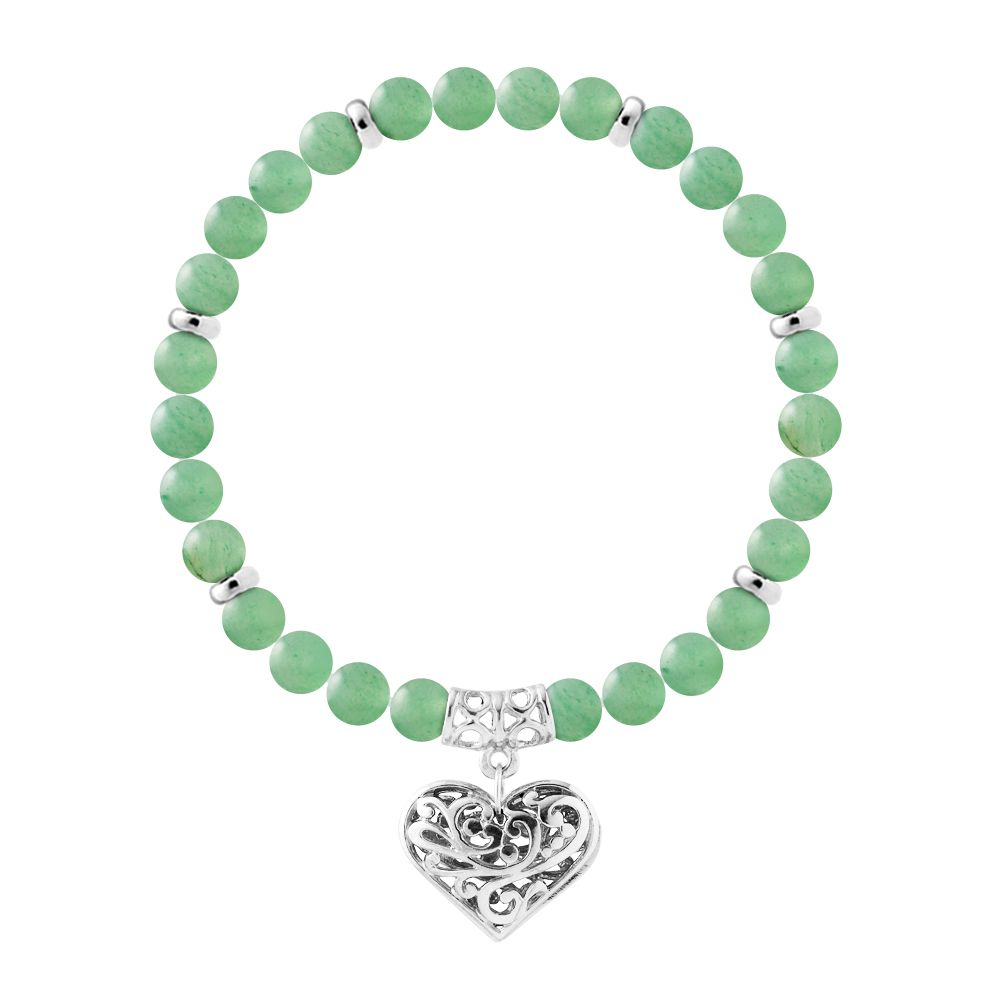 Aventurin-Perlenarmband mit filigranem Herz