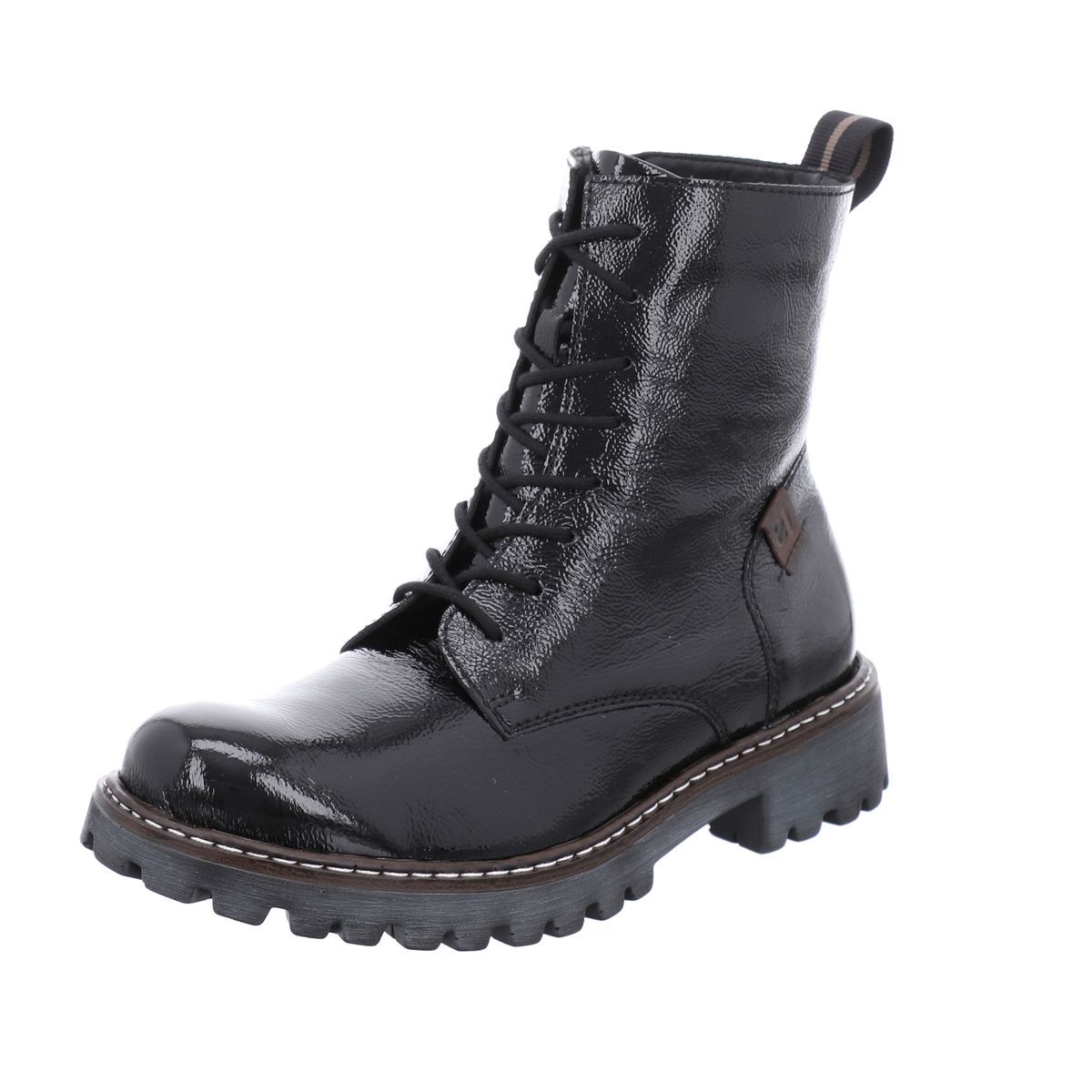 Schnür-Leder-Stiefelette mit Reißverschluss