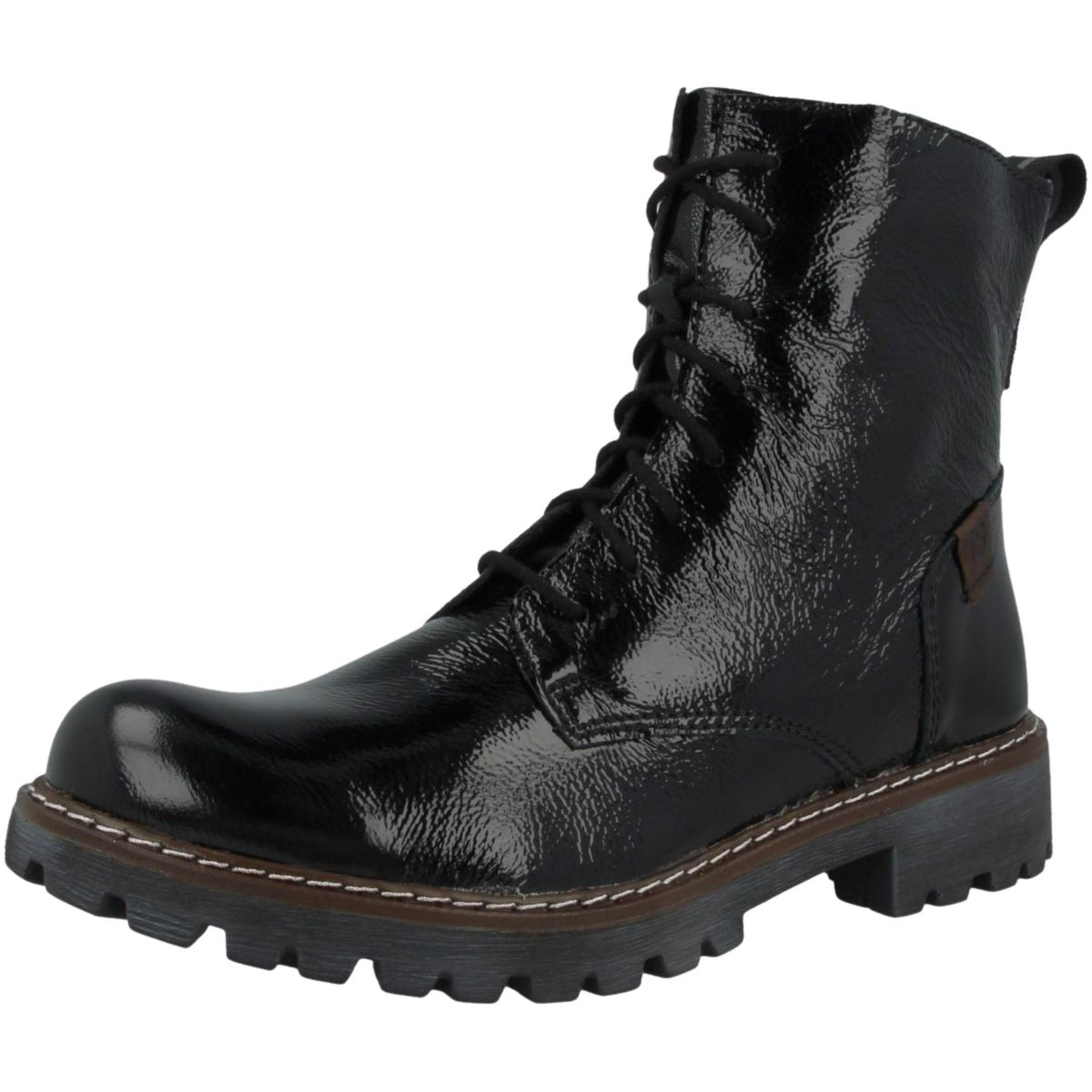 Schnür-Leder-Stiefelette mit Reißverschluss