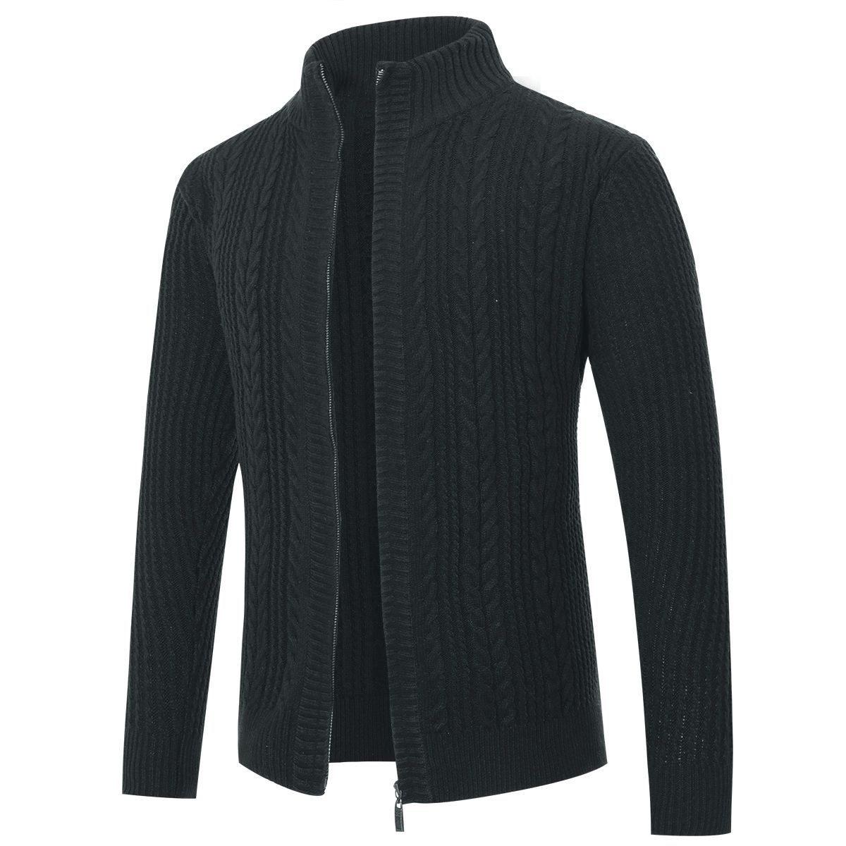 Grobstrick-Cardigan mit Reißverschluss und Stehkragen