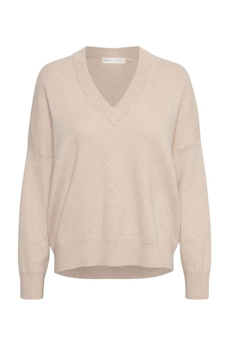 Relaxed Fit Baumwollpullover mit V-Ausschnitt