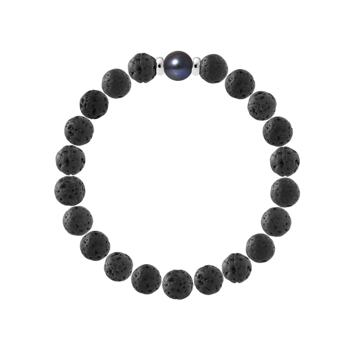 Lavastein Armband mit Perle