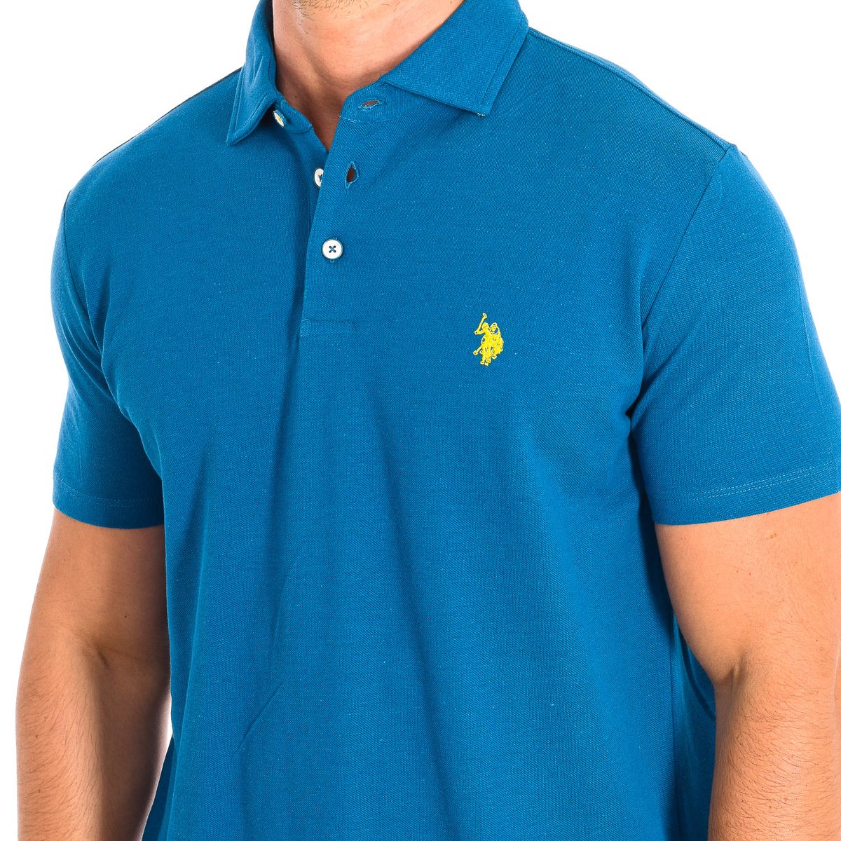 Kurzärmeliges Baumwoll-Leinen-Poloshirt
