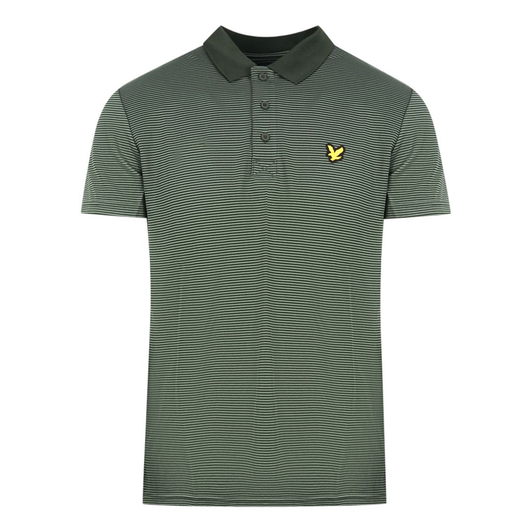 Grünes gestreiftes Performance Golf Poloshirt