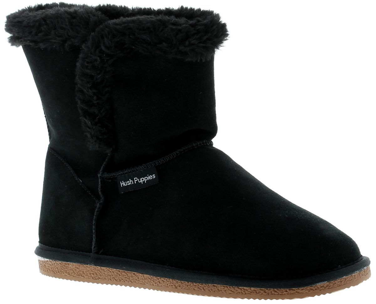 Hush Puppies Womens Stiefel Ashleigh Leder Slip On schwarz