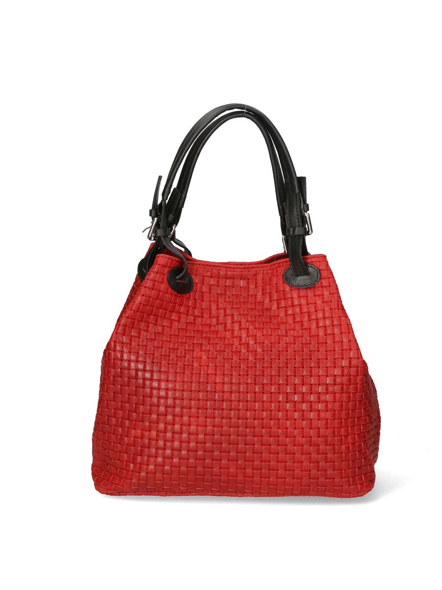 Gewebte Ledertasche mit Henkel