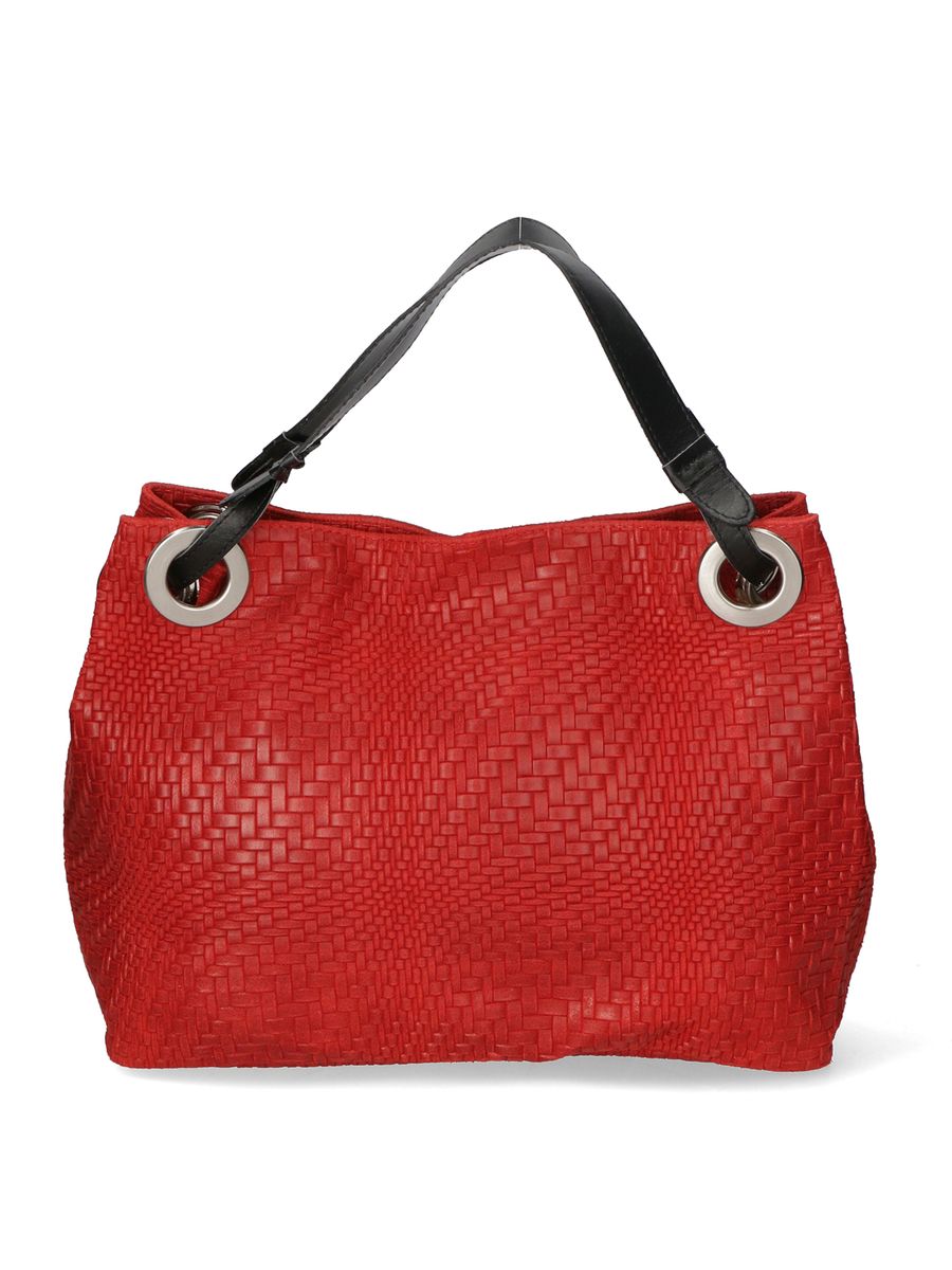 Gewebte Ledertasche mit Henkel