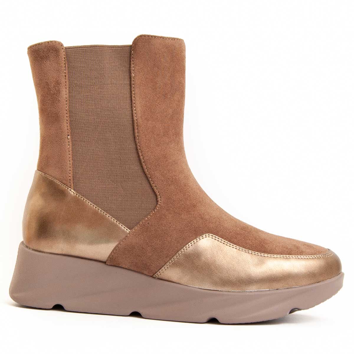 Wildleder und Metallic-Einsatz Stiefeletten