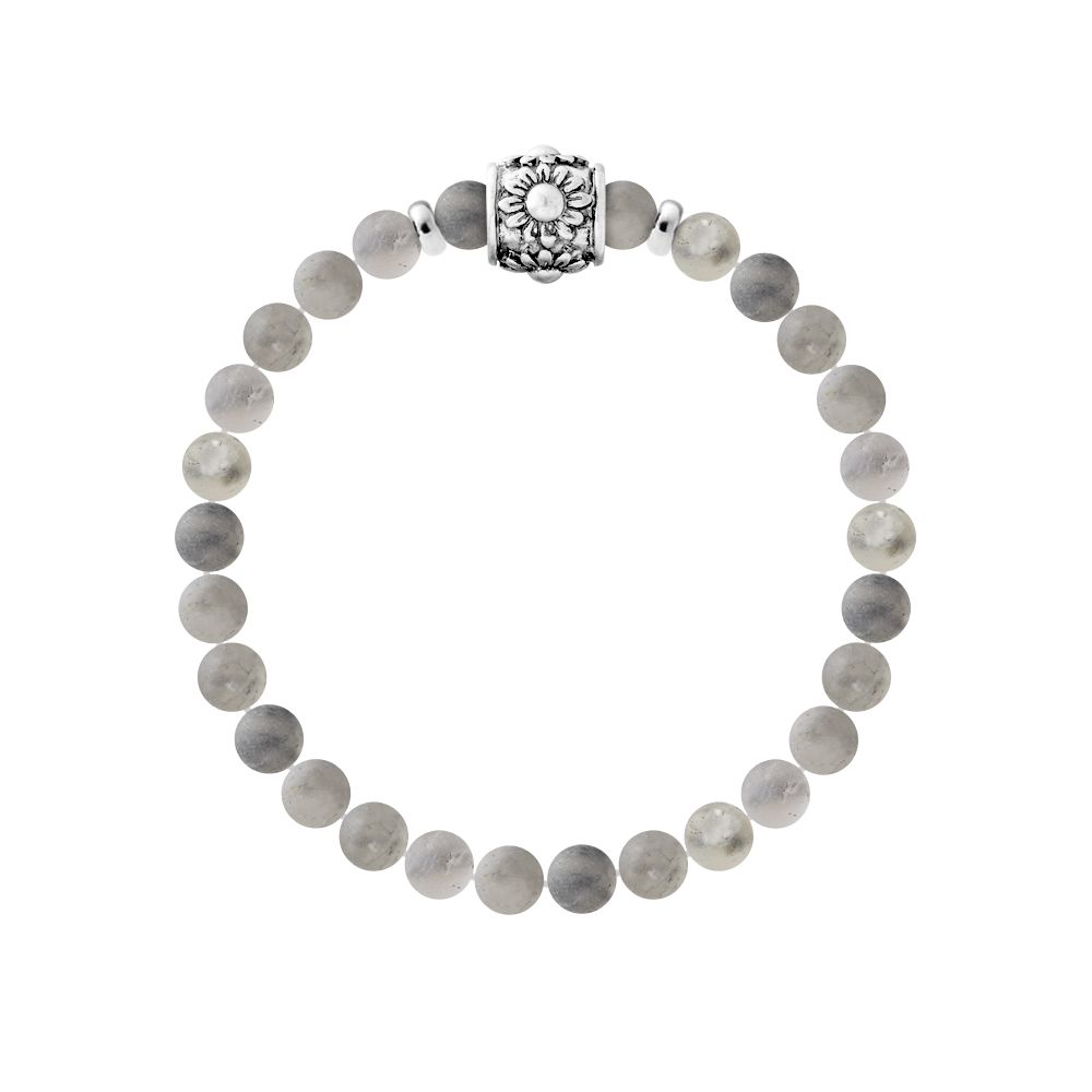 Steinperlenarmband mit Silberakzent