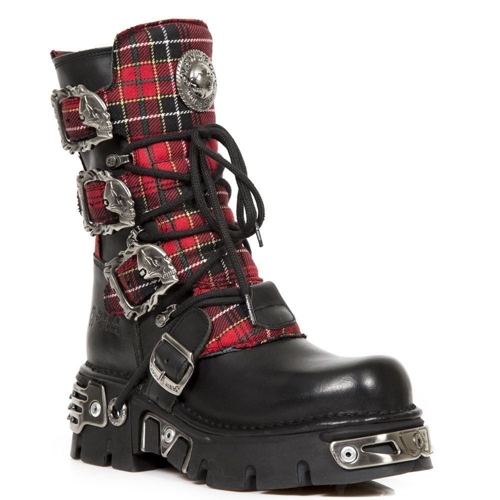Plateau-Schnürstiefel mit Tartan-Muster