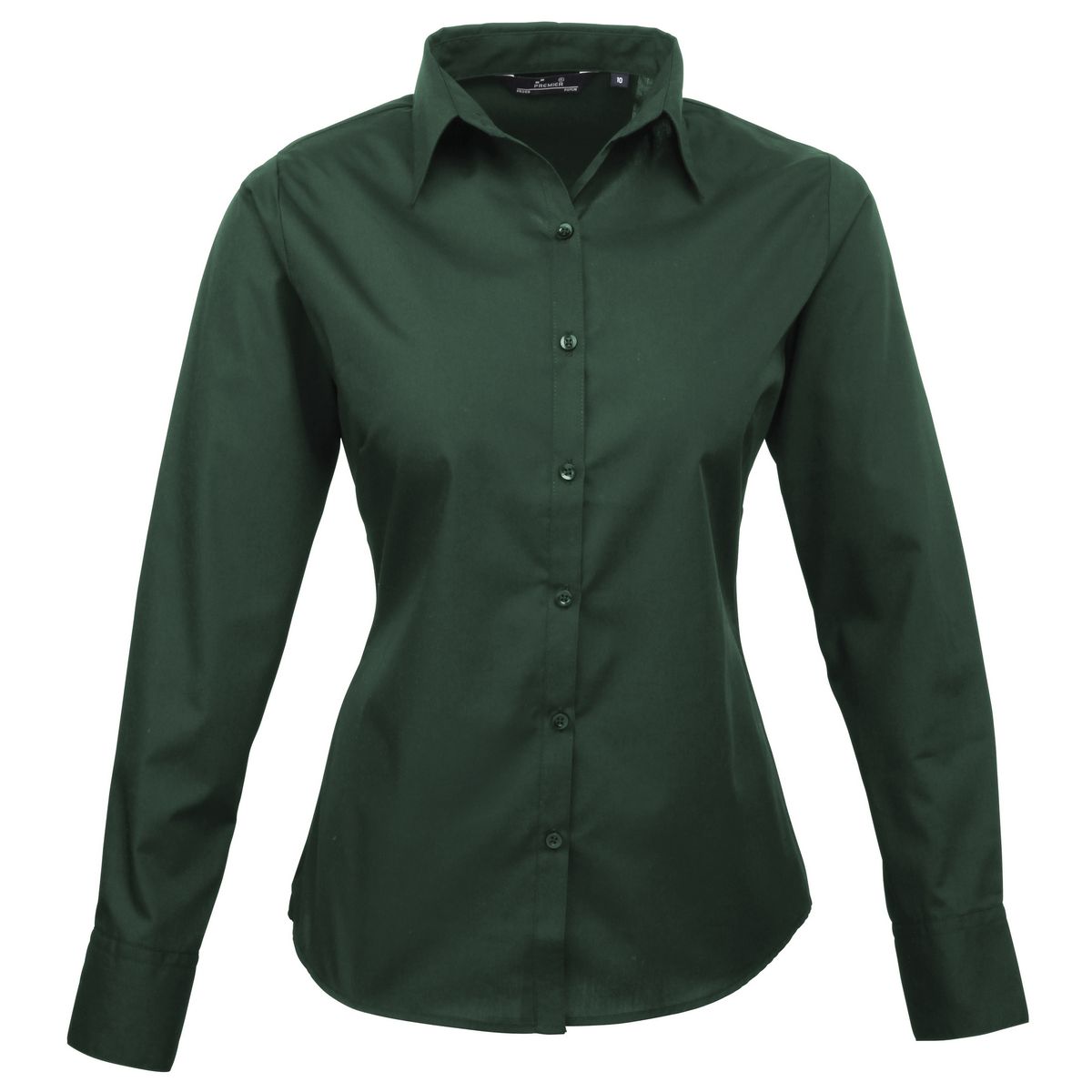 Premier Damen Popeline Bluse / Arbeitshemd, langärmlig (Flaschengrün)