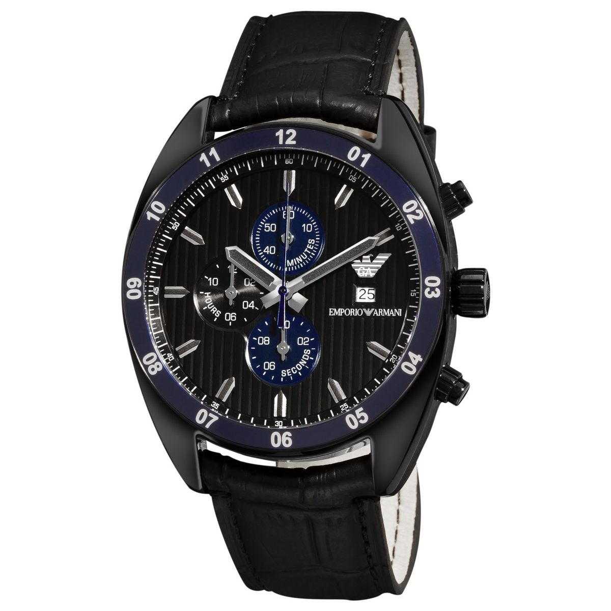 Schwarze Edelstahl Quarz Uhr