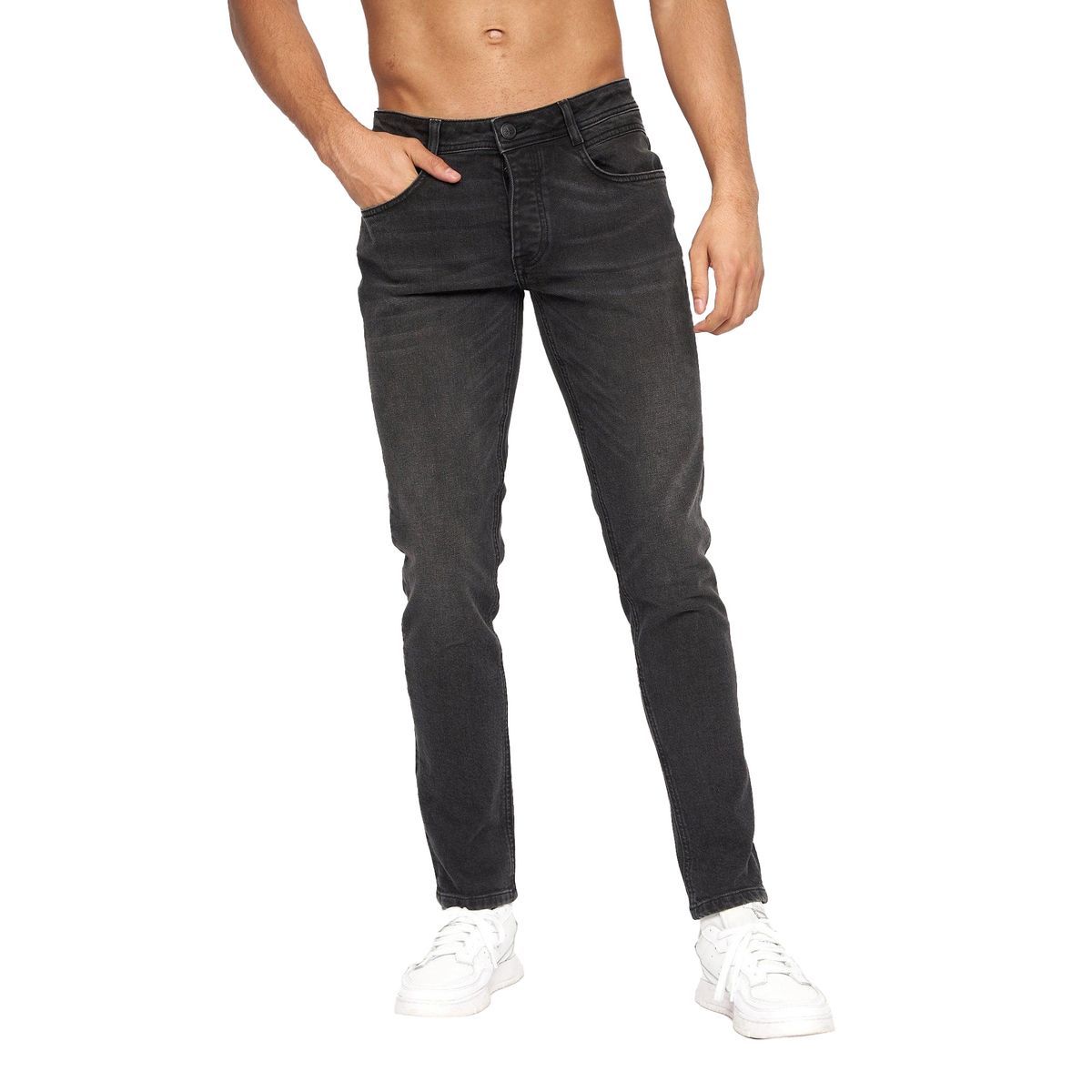 Herren Slim Fit Schwarze Jeans