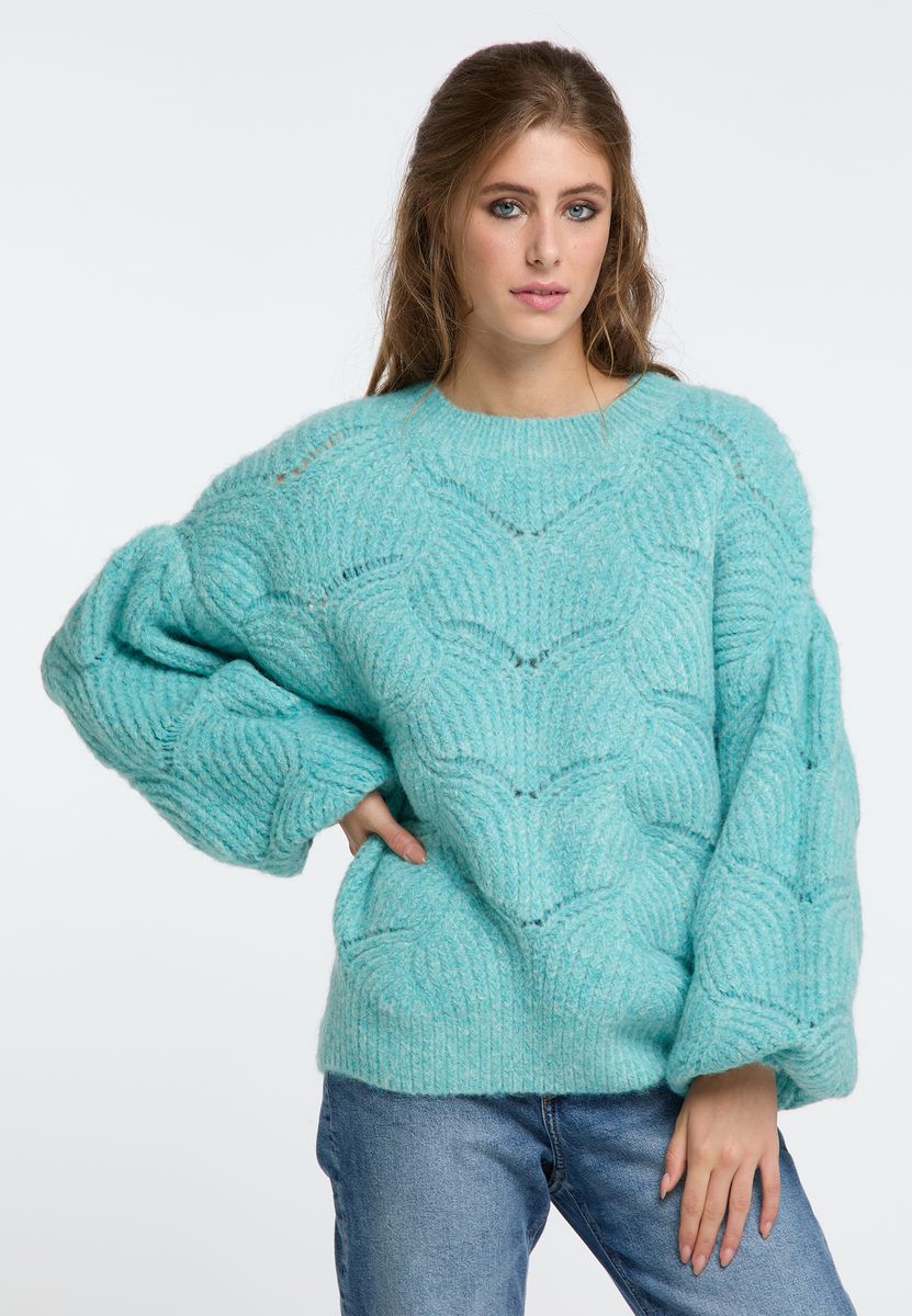 Strukturierter Oversize-Strickpullover mit Muschelmuster