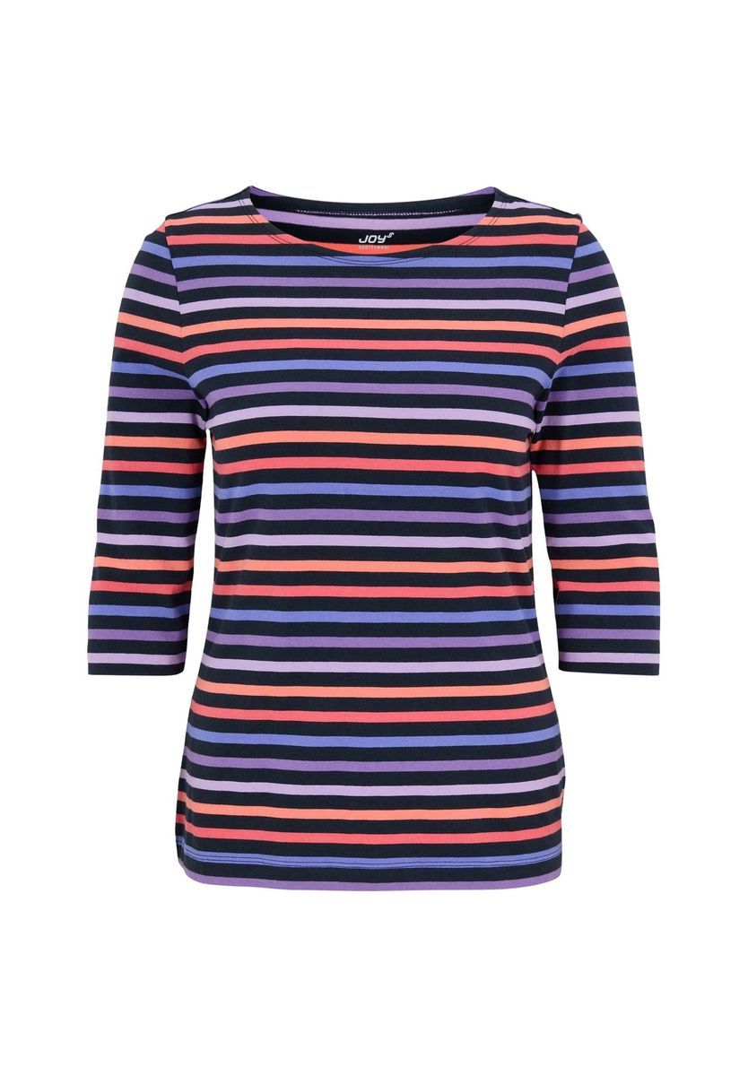 Gestreiftes Baumwoll-Shirt mit Dreiviertelärmeln