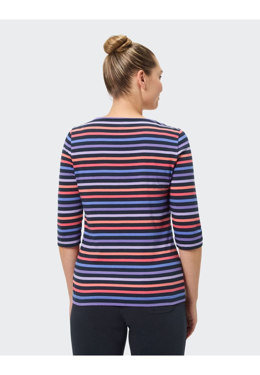 Gestreiftes Baumwoll-Shirt mit Dreiviertelärmeln