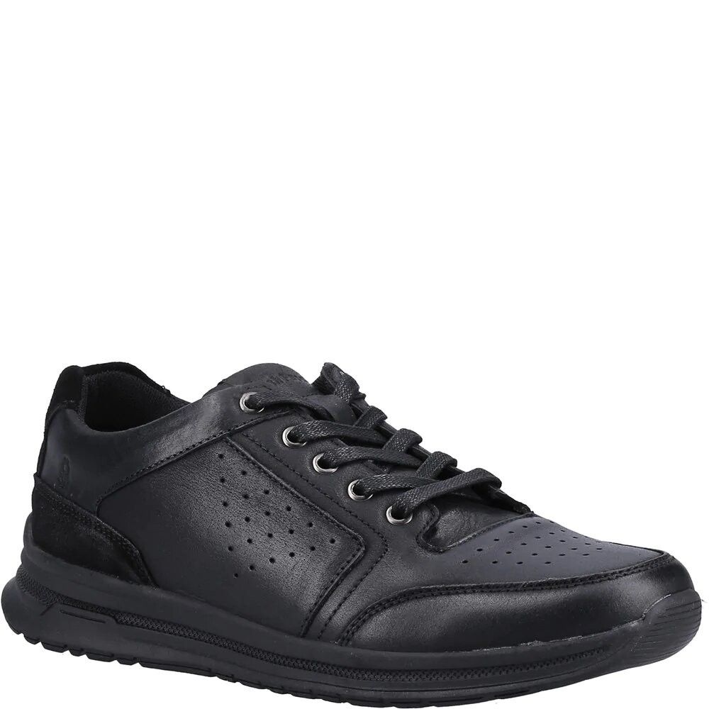 Hush Puppies Mens Joseph Leder Turnschuhe (Hellschwarz)