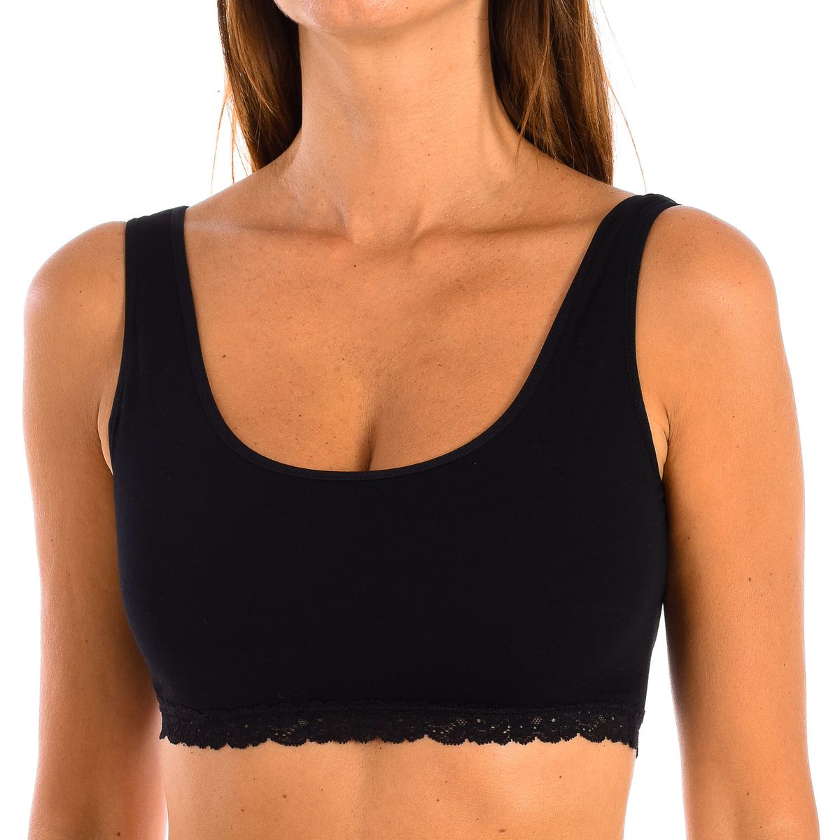 Bequemes Bralette mit U-Ausschnitt und Spitze