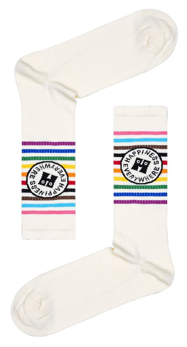 Pride-Socken mit bunten Regenbogenstreifen
