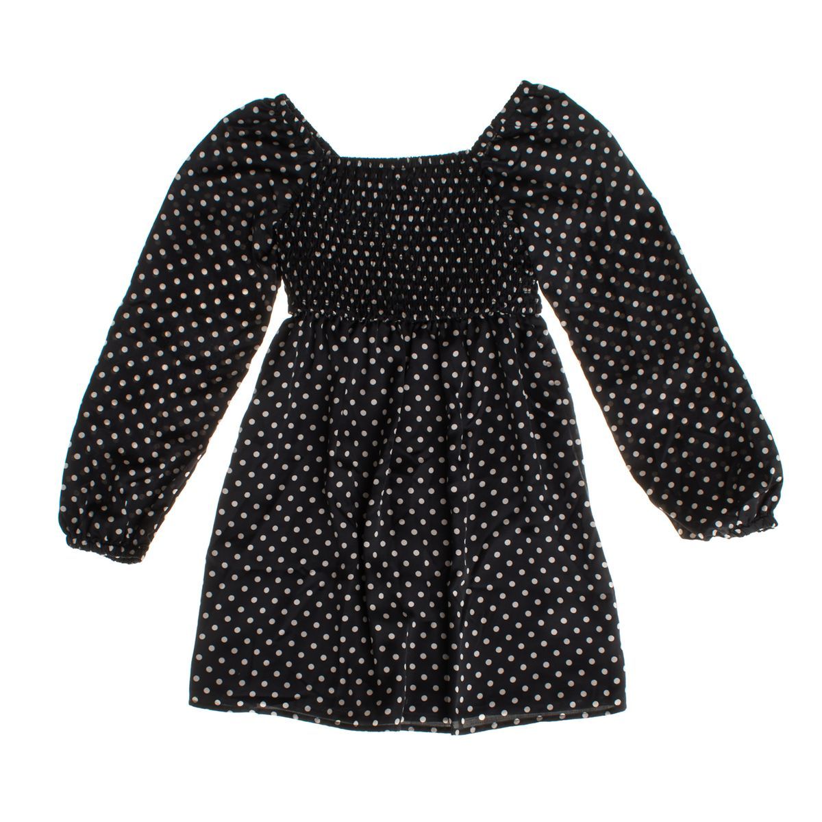 Mädchen Langarm Kleid mit Punktmuster