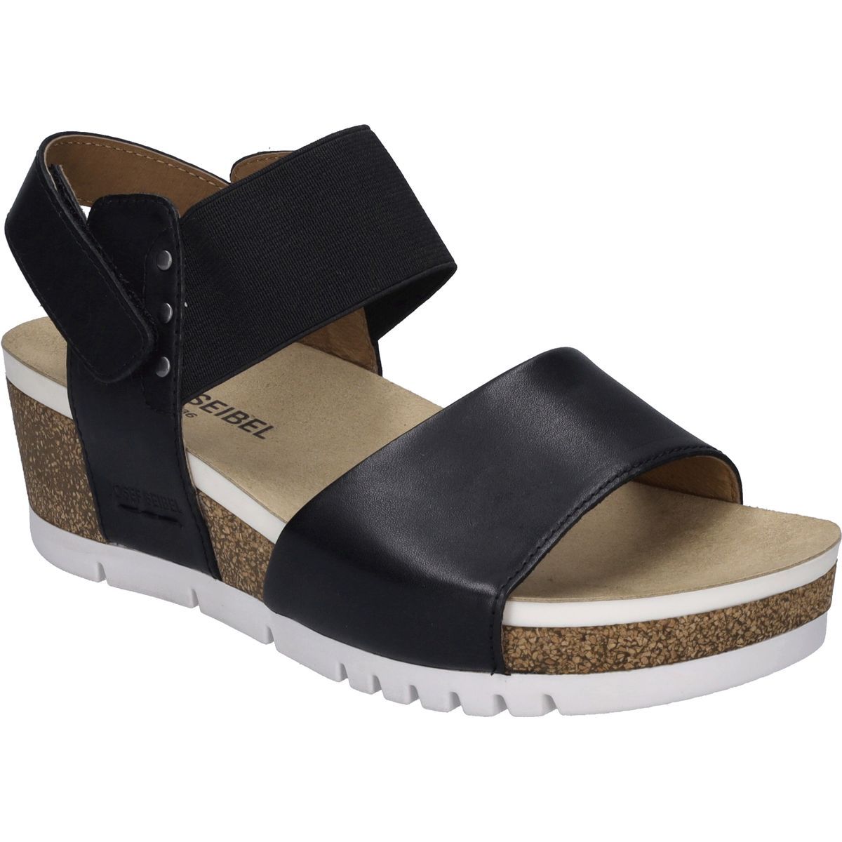 Leder Keilsandalette mit elastischem Riemen