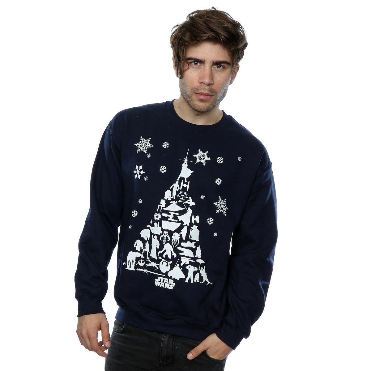 Galaktisches Silhouette-Weihnachtsbaum-Sweatshirt