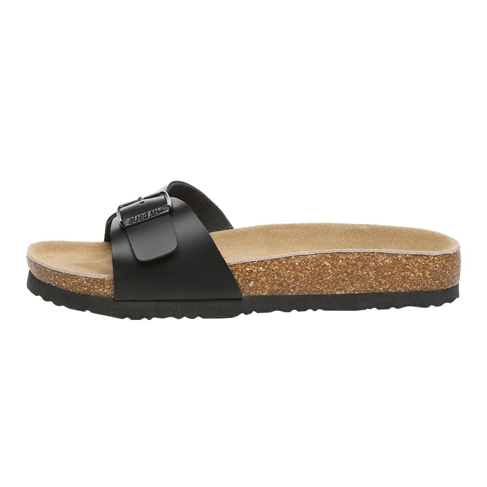 Damen Leder Pantolette Sandale mit Schnalle