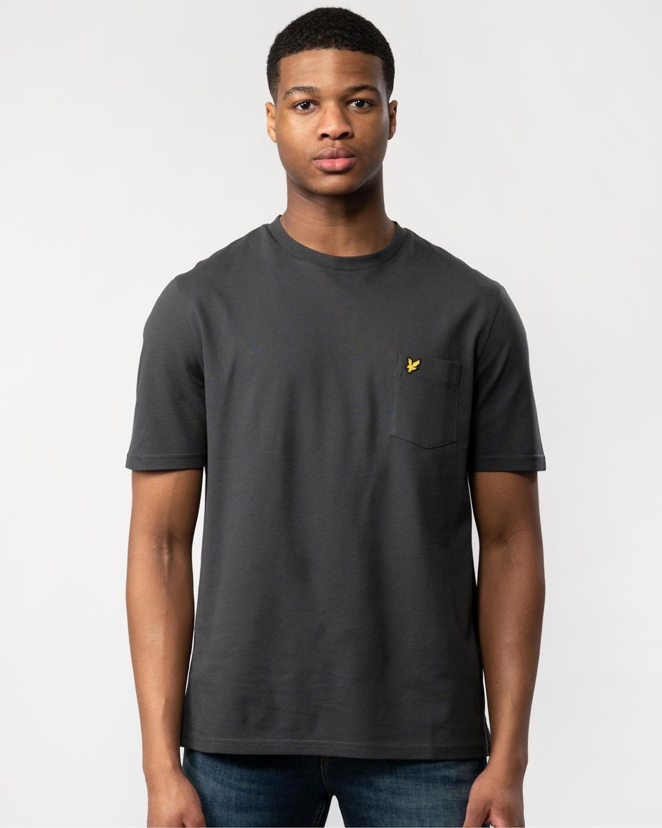 Herren Schlichtes Piqué-T-Shirt mit Tasche