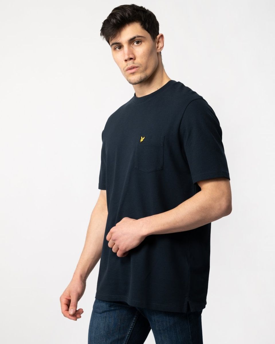 Herren Schlichtes Piqué-T-Shirt mit Tasche