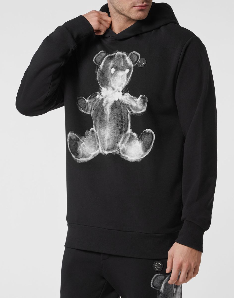 Baumwoll-Hoodie mit Teddybär-Grafik