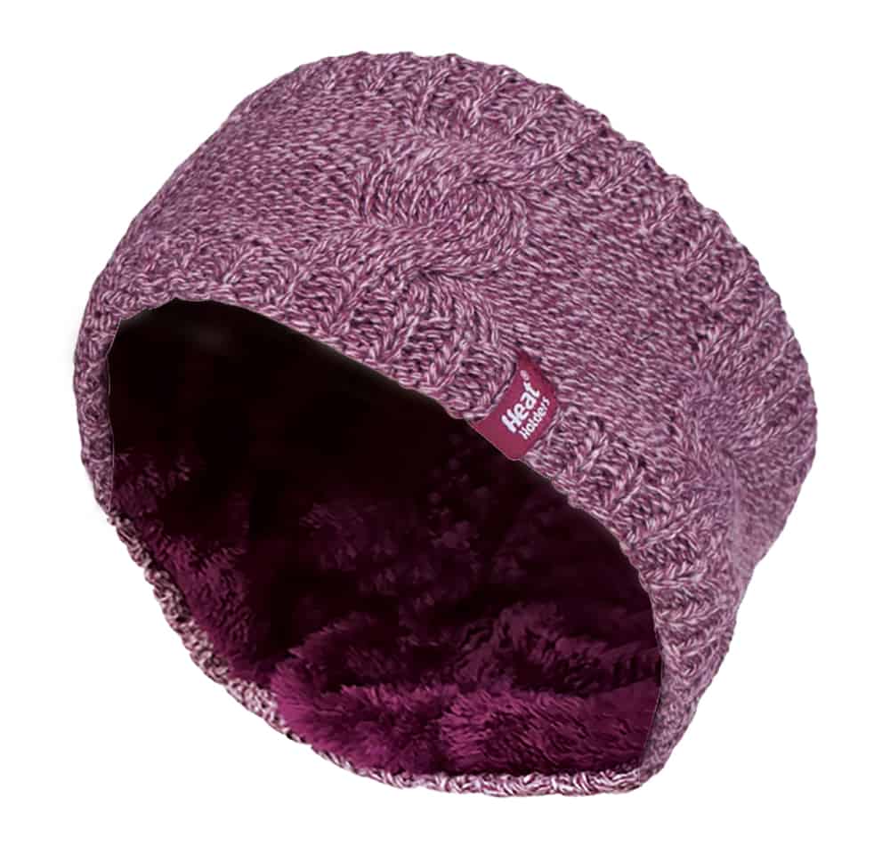Damen Kabel gestrickt Fleece gefüttert Thermal Winter Ohrwärmer Stirnband