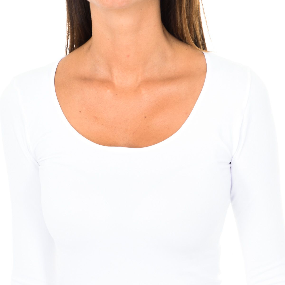 Nahtloses Langarmshirt mit U-Ausschnitt