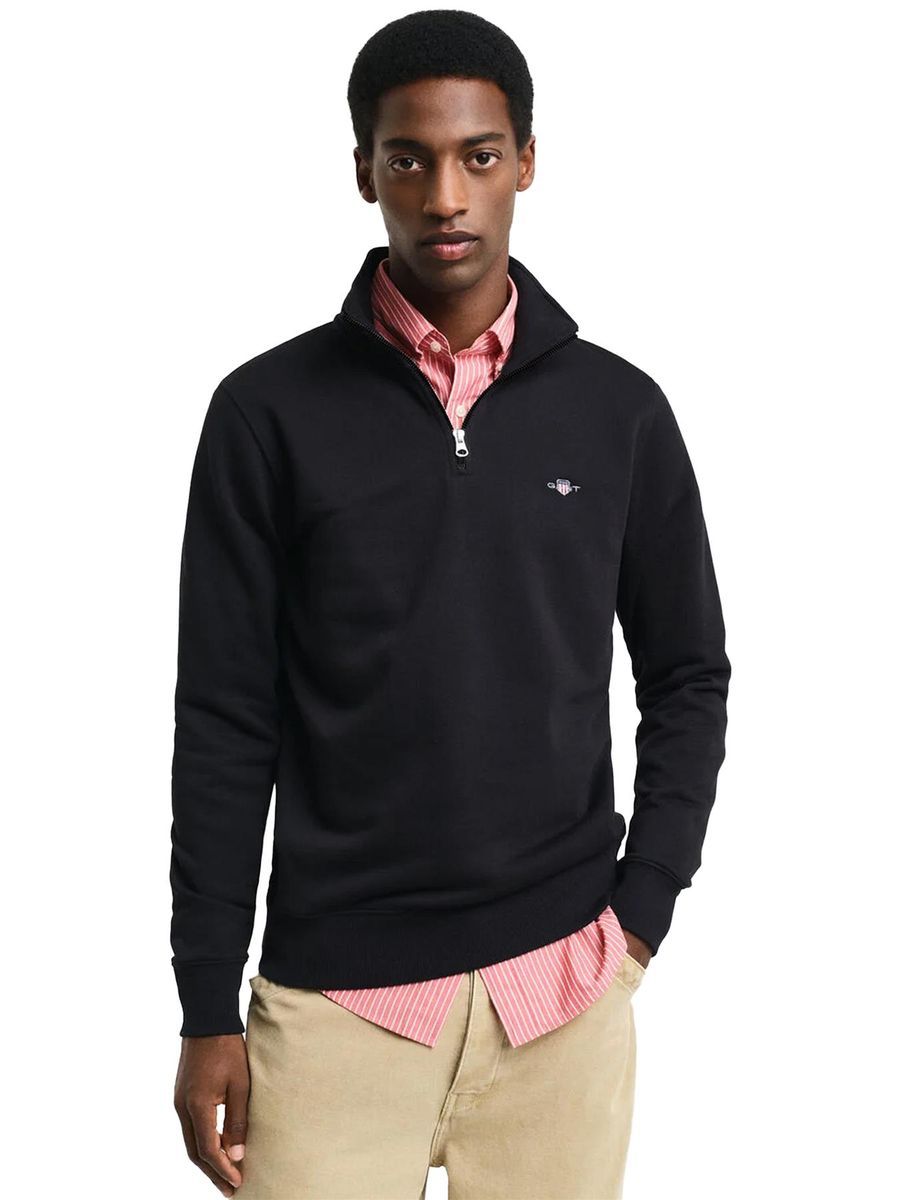 Klassisches Baumwoll-Sweatshirt mit halbem Reißverschluss