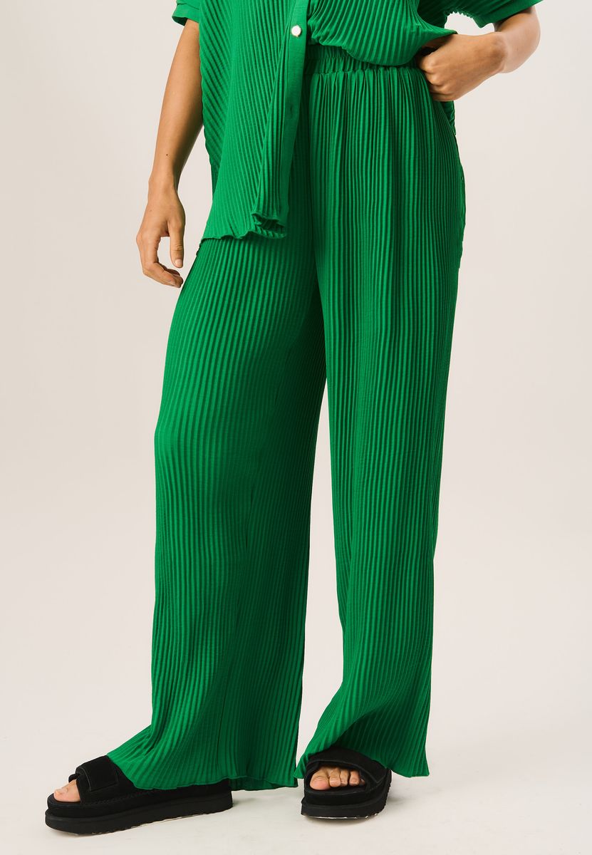 Plissee Loungehose mit weitem Bein